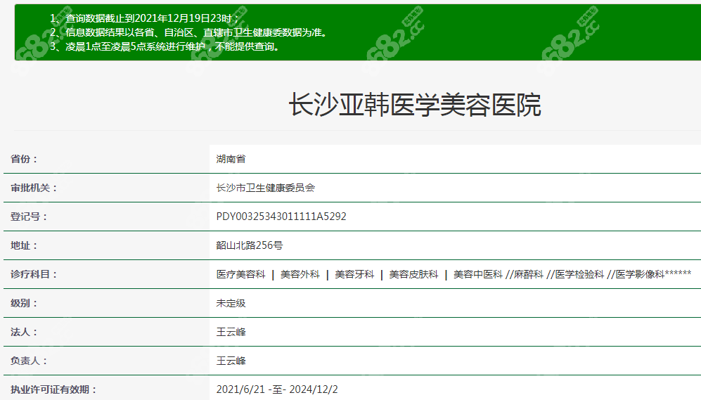 长沙亚韩医学美容医院医疗资质
