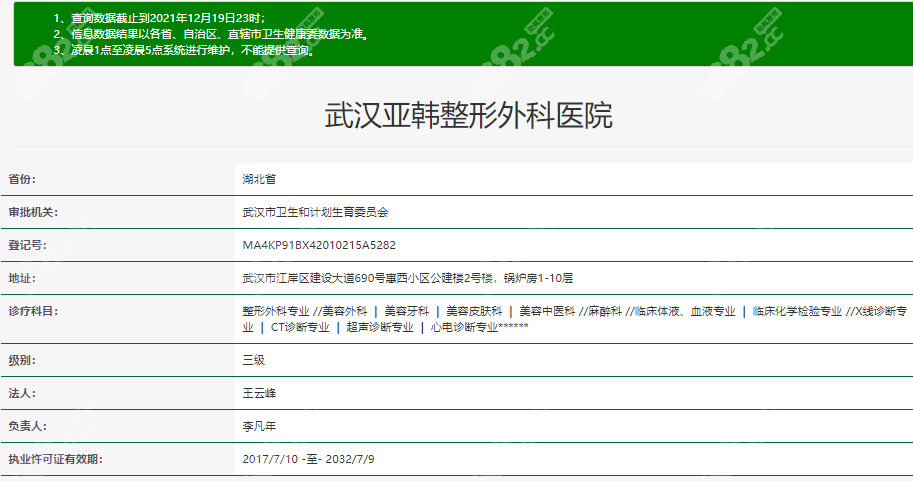 武汉亚韩整形外科医院资质
