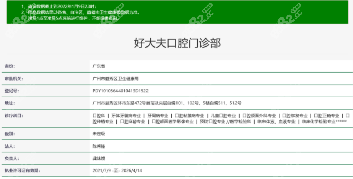 好大夫口腔门诊部资质