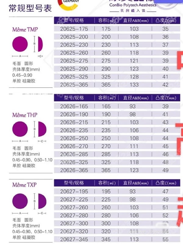 宝俪M系列：毛面圆形尺寸型号