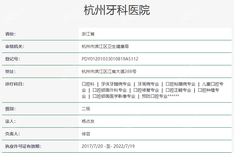 杭州牙科医院滨江院资质怎么样