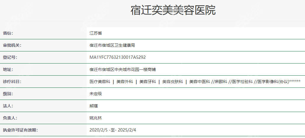 宿迁奕美美容医院资质