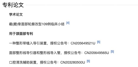 上海李湘原用于颌面专有技术罗列
