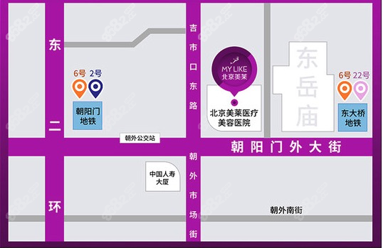 北京美萊來院線路展示圖