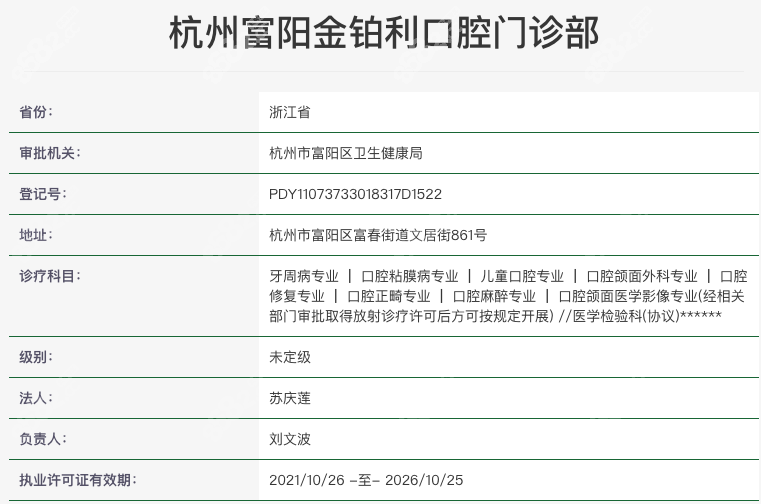 杭州富阳金铂利口腔好不好