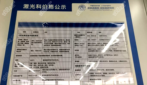 南京皮肤病研究所激光科价格公示表