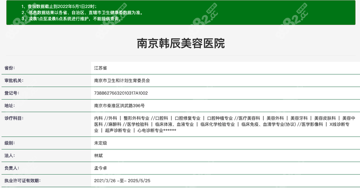 南京韩辰美容医院资质