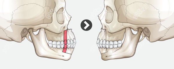 凸嘴正颌手术过程和原理示意图