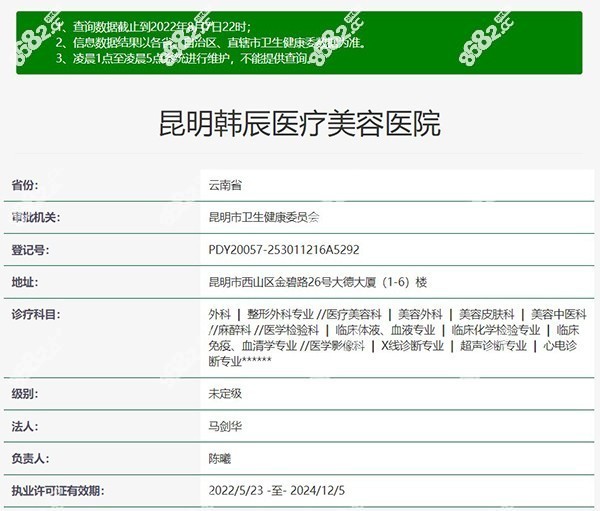 昆明韩辰医疗美容医院资质