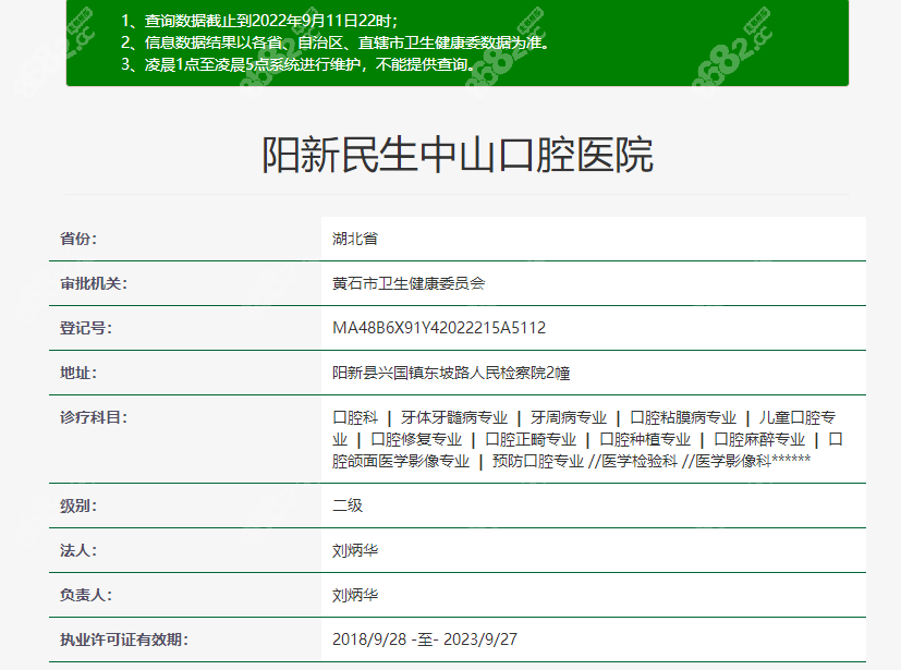 阳新民生中山口腔医院资质