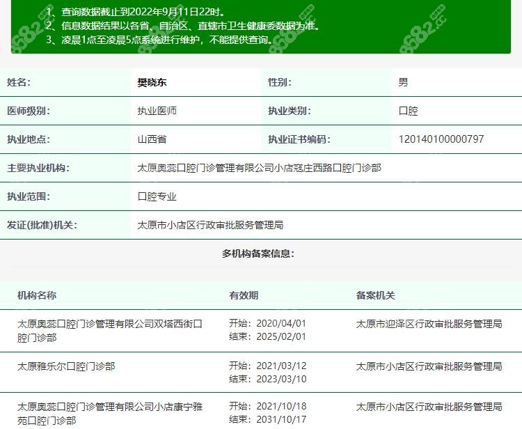 太原奥蕊口腔樊晓东医生