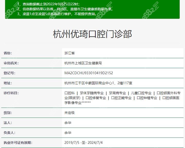 杭州优琦口腔门诊部资质