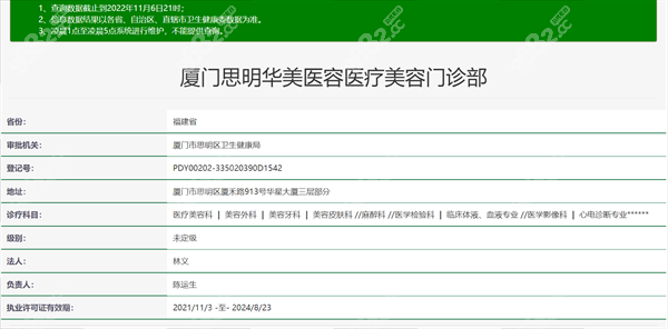 厦门华美医疗美容门诊部资质正规