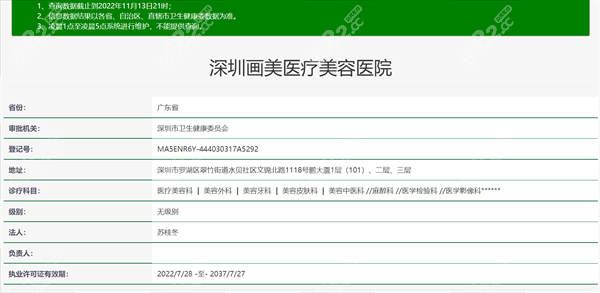 深圳画美医疗美容医院资质正规