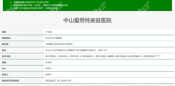 中山爱思特美容医院资质正规