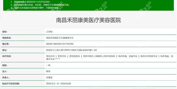 南昌禾丽康美医疗美容医院资质正规