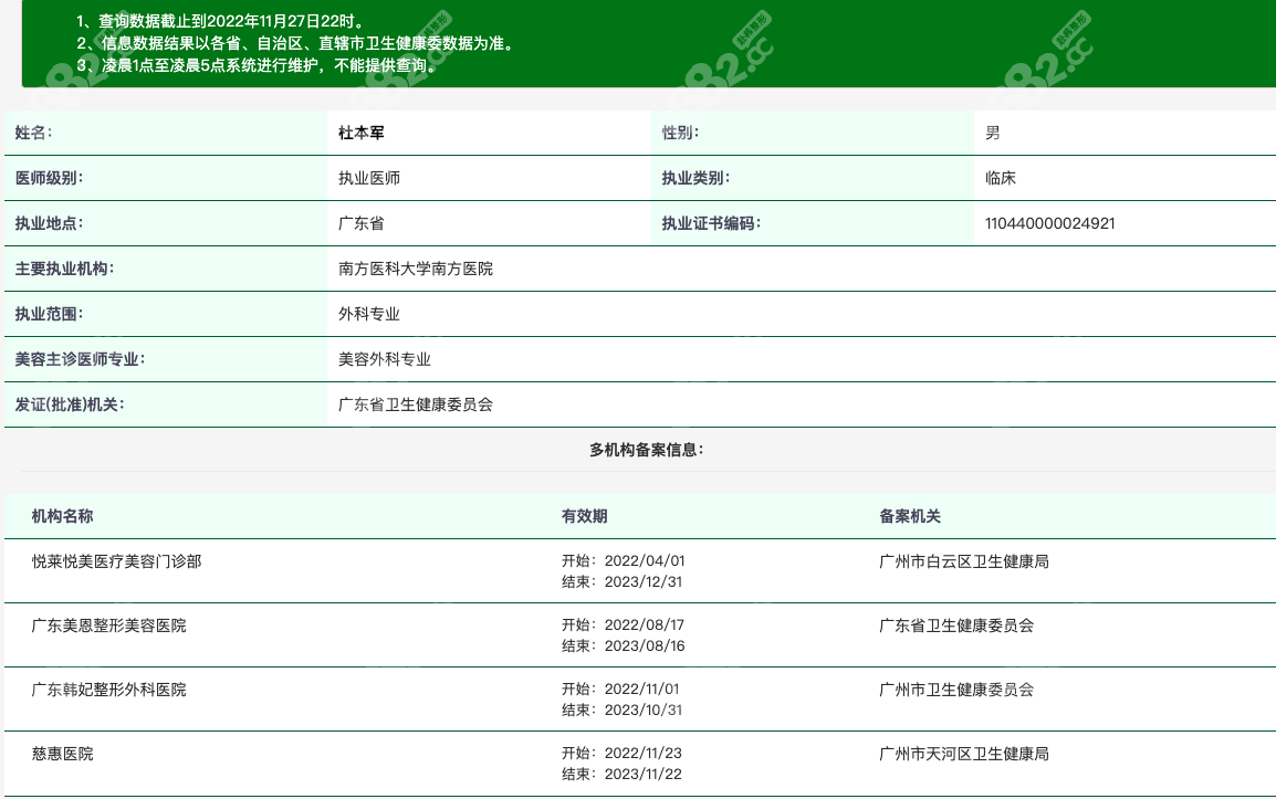 杜本军医生执业资质