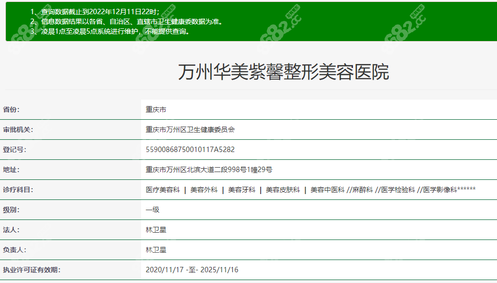 万州华美紫馨整形美容医院卫健委资质