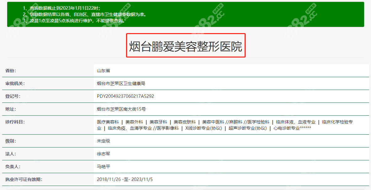 烟台鹏爱整形医院资质#8682网