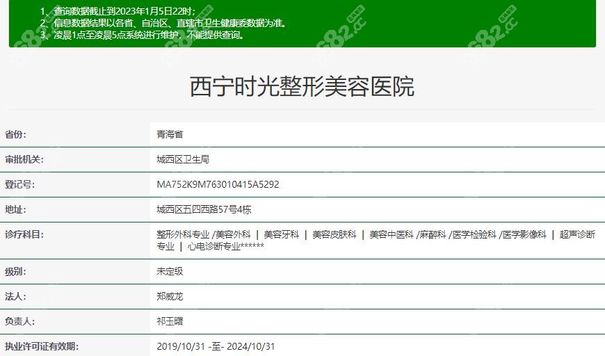 西宁时光整形在卫健委的资质