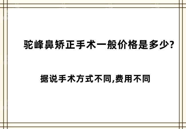 驼峰鼻矫正手术一般价格是多少