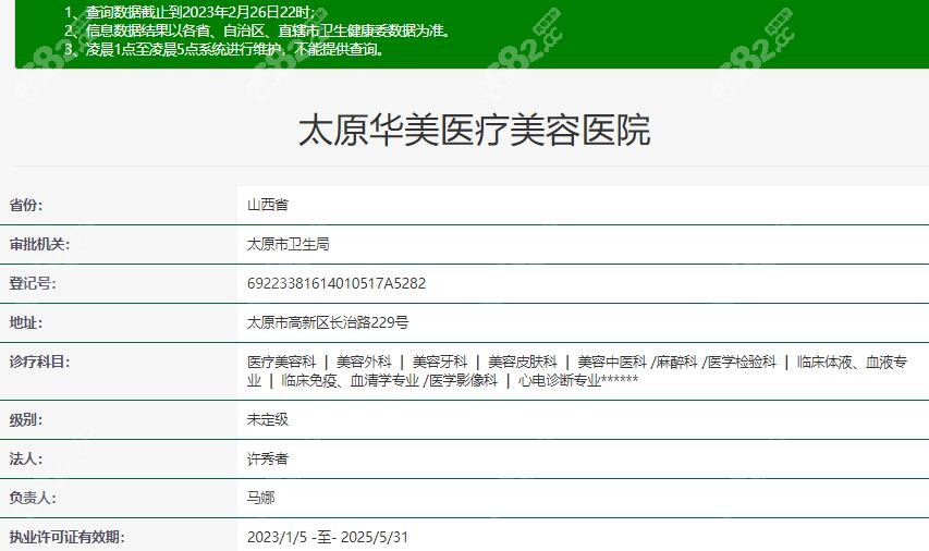 太原华美整形医院资质分享