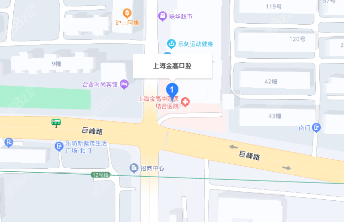 上海金高口腔医院地址示意图m.8682.cc