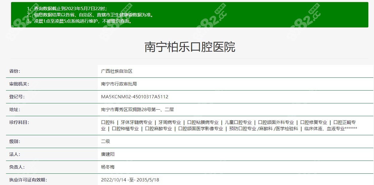 南宁柏乐口腔是二级私人口腔医院，资质正规