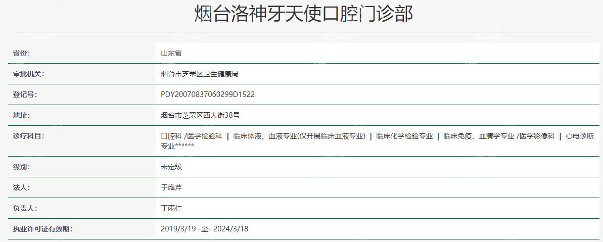 烟台洛神口腔正规资质
