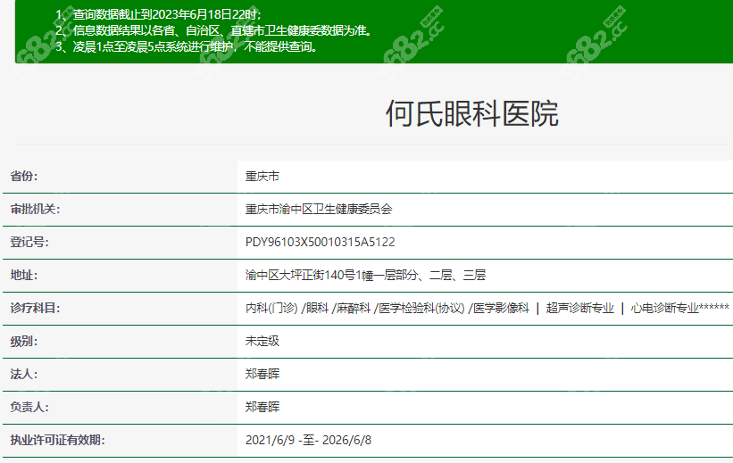 重庆何氏眼科医院资质