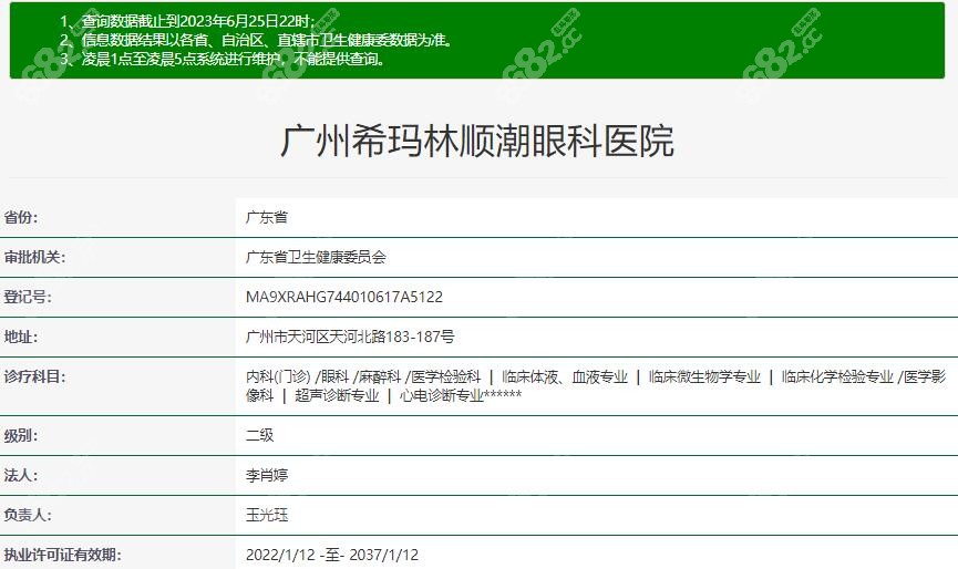广州希玛林顺潮眼科医院资质