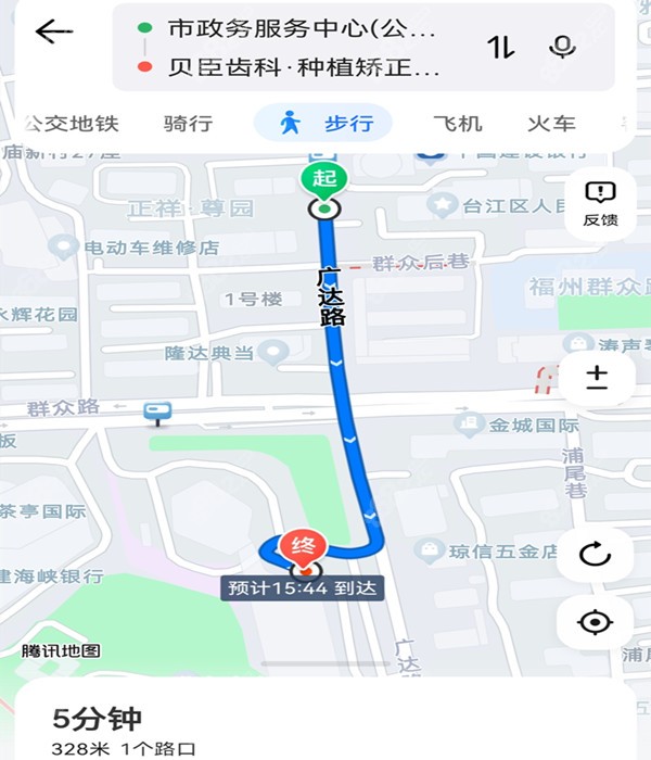 福州贝臣口腔茶亭世贸总店乘车路线二