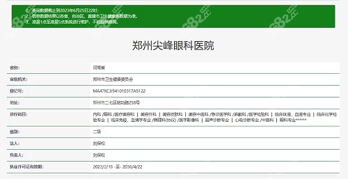 郑州尖峰眼科医院资质