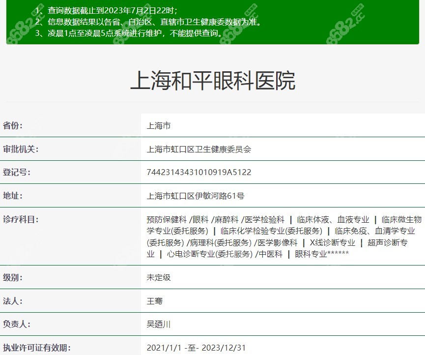 上海和平眼科医院资质