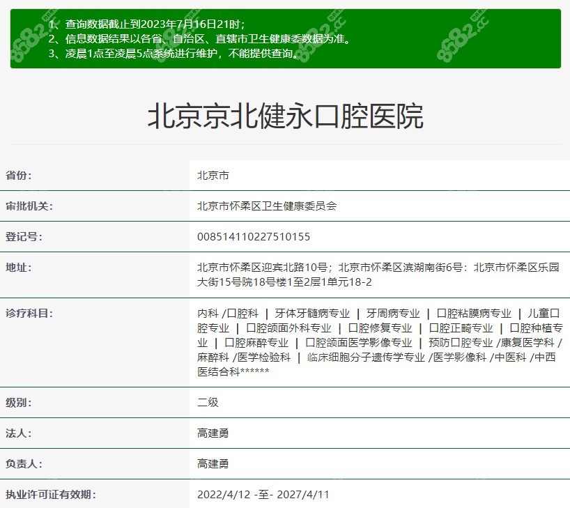 北京京北健永口腔医院是正规医院吗