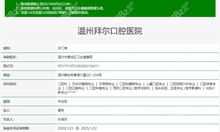 温州拜尔口腔医院卫健委资质分享www.8682.cc