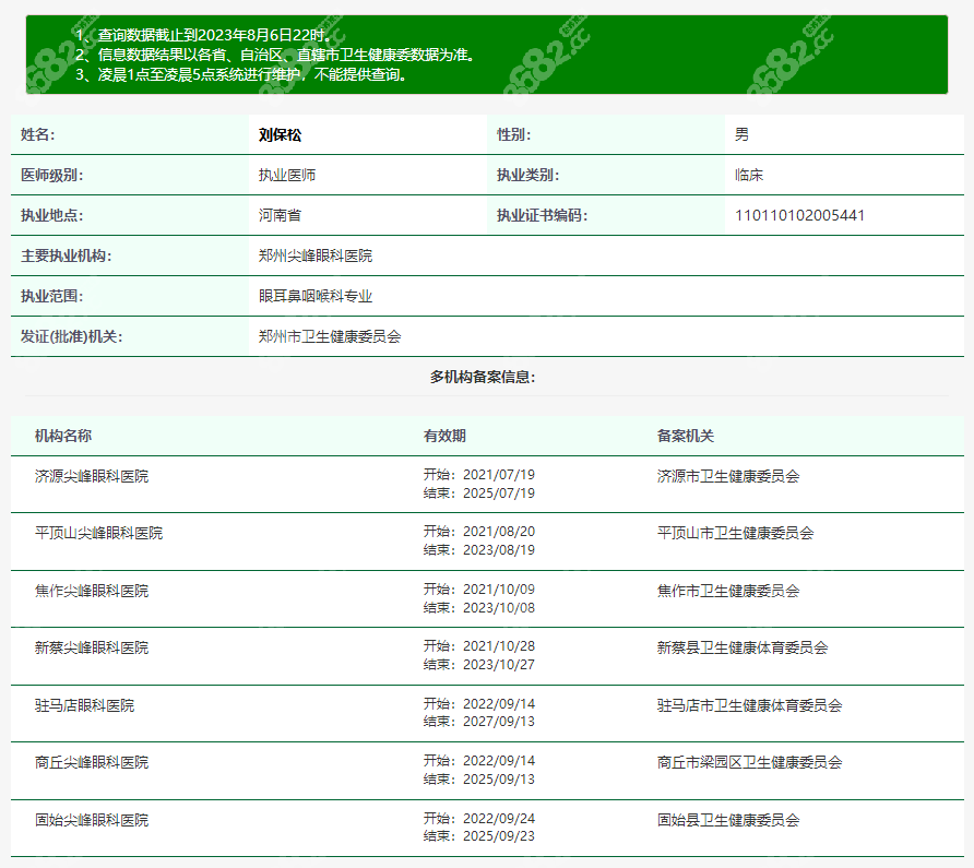 刘保松医生的坐诊地点及时间