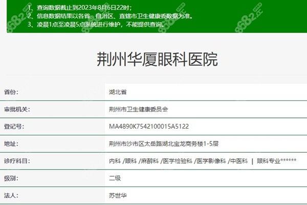 荆州华厦眼科医院资质正规