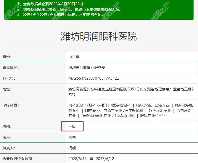 潍坊明润眼科医院是什么等级