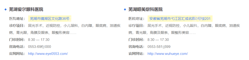 芜湖有2个爱尔眼科医院