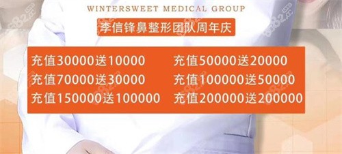 深圳寶麗李信鋒鼻整形充值活動