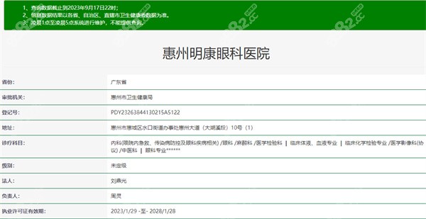 惠州明康眼科是正规医院