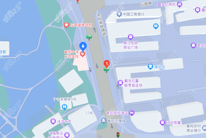 湖南衡阳中诺口腔公交路线示意图