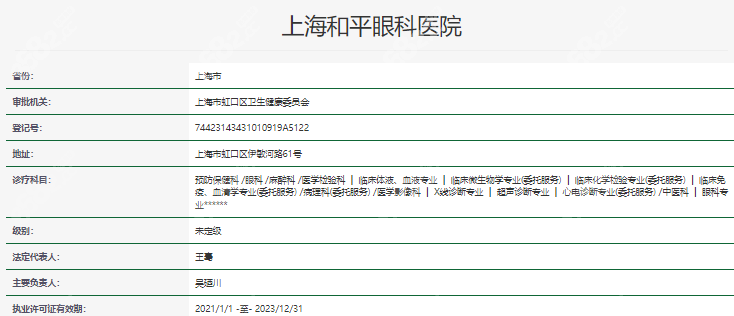 上海和平眼科医院资质正规