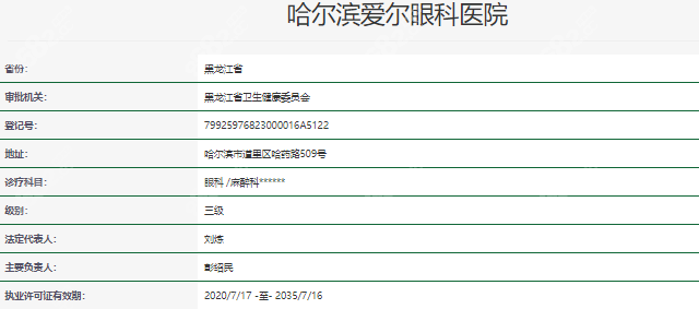 哈尔滨爱尔眼科资质正规