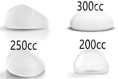 不同体积形态的胸部假体实物示意图