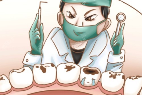 蛀牙治疗卡通图