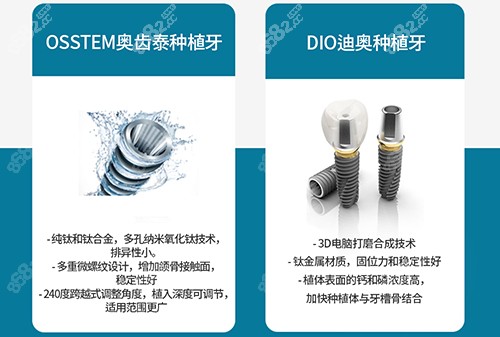 韩国奥齿泰和DIO种植牙对比示意图