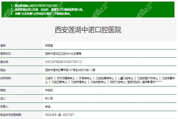 西安莲湖中诺口腔医院