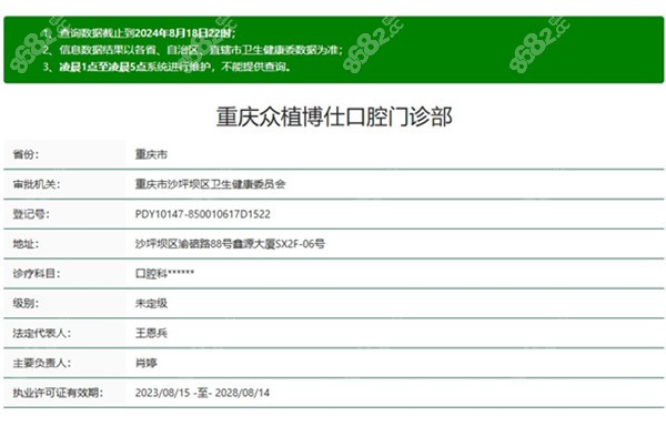 重庆众植博仕口腔医院资质